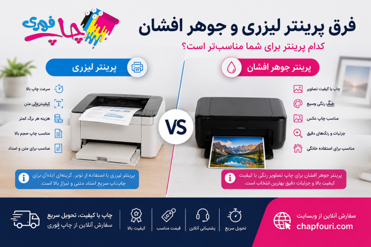 فرق پرینتر لیزری و جوهر افشان