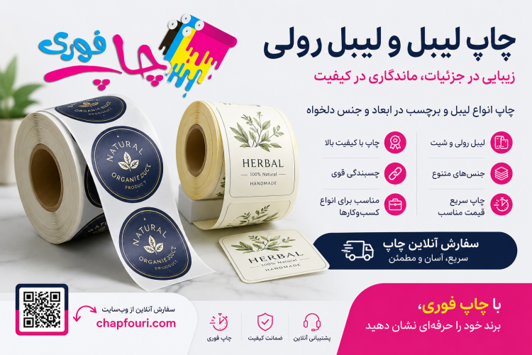چاپ فوری لیبل رولی رنگی و سیاه و سفید