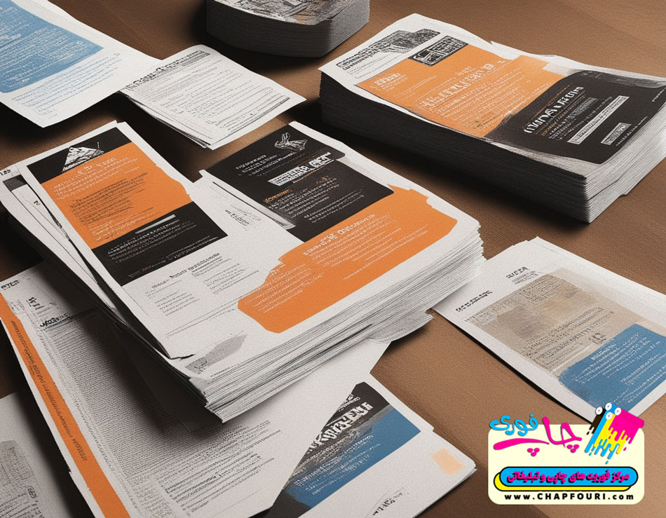 a stack of flyers on a table